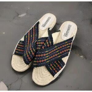 Guanabana x Todd Snyder Crossed Band Platform Espadrilles Size US 9 EU 42 Blue